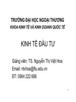 Slile Kinh tế đầu tư chương 1 2  Cô Việt Hoa  Đại học Ngoại thương