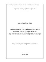 Giảng dạy các tác phẩm chuyển soạn cho đàn tam thập lục hệ cao đẳng tại trường cao đẳng nghệ thuật hà nội 