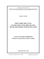 Phát triển bền vững ngành chăn nuôi trên địa bàn huyện Hoành Bồ, tỉnh Quảng Ninh