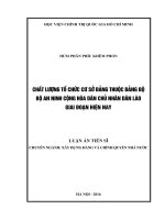(Luận án tiến sĩ) Chất lượng tổ chức cơ sở đảng thuộc đảng bộ an ninh cộng hòa dân chủ nhân dân Lào giai đoạn hiện nay