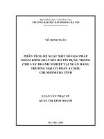 Phân tích, đề xuất một số giải pháp nhằm kiểm soát rủi ro tín dụng trong cho vay doanh nghiệp tại ngân hàng thương mại cổ phần á châu – chi nhánh hà tĩnh ( 2013   2015) 