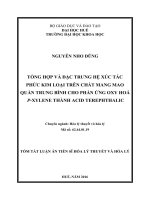 Tổng hợp và đặc trưng hệ xúc tác phức kim loại trên chất mang mao quản trung bình cho phản ứng oxy hoá p xylene thành acid terephthalic (TT) 
