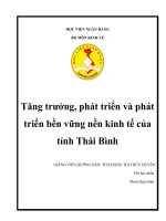 Tăng trưởng, phát triển và phát triển bền vững nền kinh tế của tỉnh Thái Bình