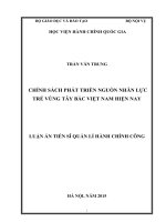 (LUẬN ÁN TIẾN SĨ QUẢN LÍ HÀNH CHÍNH CÔNG) CHÍNH SÁCH PHÁT TRIỂN NGUỒN NHÂN LỰC TRẺ VÙNG TÂY BẮC VIỆT NAM HIỆN NAY