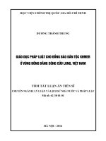 (Tóm tắt Luận án tiến sĩ) Giáo dục pháp luật cho đồng bào dân tộc Khmer ở vùng đồng bằng sông cửu long  Việt Nam