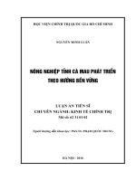 (LUẬN ÁN TIẾN SĨ KINH TẾ CHÍNH TRỊ) NÔNG NGHIỆP TỈNH CÀ MAU PHÁT TRIỂN BỀN VỮNG