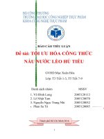 TỐI ƯU HÓA CÔNG THỨC NẤU NƯỚC LÈO HỦ TIẾU