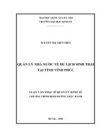 Quản lý nhà nước về du lịch sinh thái tại tỉnh vĩnh phúc 