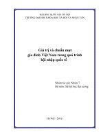 Giá trị và chuẩn mực  gia đình Việt Nam trong quá trình  hội nhập quốc tế
