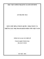 (Tóm tắt Luận án tiến sĩ chính trị học) Dân chủ hóa ở Hàn Quốc, Nhật Bản và những giá trị tham khảo đối với Việt Nam