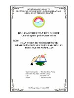 Hoàn thiện hệ thống quản trị kênh phân phối  sản phẩm tại công ty TNHH SX và TM PHÁP LUÂN