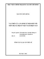 (TÓM TẮT LUẬN ÁN TIẾN SĨ) VAI TRÒ CỦA AN SINH XÃ HỘI ĐỐI VỚI TIẾN BỘ XÃ HỘI Ở VIỆT NAM HIỆN NAY