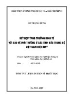 (Tóm tắt Luận án tiến sĩ) Kết hợp tăng trưởng kinh tế với bảo vệ môi trường ở các tỉnh Bắc Trung bộ Việt Nam hiện nay
