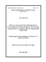 Tính an toàn, đáp ứng miễn dịch của vắc xin ho gà vô bào ở phụ nữ mang thai và ảnh hưởng của kháng thể từ mẹ truyền sang con (TT) 