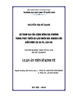 Sự tham gia của cộng đồng địa phương trong phát triển du lịch miền núi. Nghiên cứu điển hình tại Sa Pa, Lào Cai