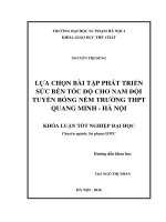 Lựa chọn bài tập phát triển sức bền tốc độ cho nam đội tuyển bóng ném trường THPT quang minh   hà nội 