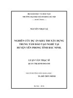 Nghiên cứu khả thi dự án xây dựng trung tâm đào tạo nghề tại huyện yên phong, tỉnh bắc ninh 