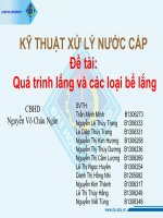 Tiểu luận  - KỸ THUẬT XỬ LÝ NƯỚC CẤP -  Đề tài: Quá trình lắng và các loại bể lắng             