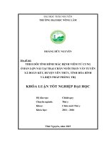 Theo dõi tình hình mắc bệnh viêm tử cung ở đàn lợn nái tại trại chăn nuôi Trần Văn Tuyên, xã Đoàn Kết huyện Yên Thủy  tỉnh Hòa Bình và biện pháp phòng trị.