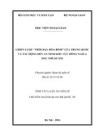 (Tóm tắt luận án tiến sĩ) Chiến lược “trỗi dậy hòa bình” của Trung Quốc và tác động đến an ninh khu vực Đông Nam Á đầu thế kỉ XXI