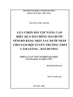 Lựa chọn bài tập nâng cao hiệu quả dẫn bóng hai bước ném rổ bằng một tay dưới thấp cho nam đội tuyển trường THPT cẩm giàng   hải dương 