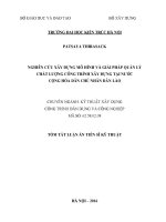 Nghiên cứu xây dựng mô hình và giải pháp quản lý chất lượng công trình xây dựng tại nước cộng hòa dân chủ nhân dân Lào