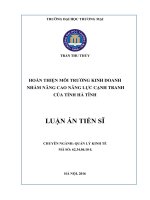 Hoàn thiện môi trường kinh doanh nhằm nâng cao năng lực cạnh tranh của tỉnh Hà Tĩnh