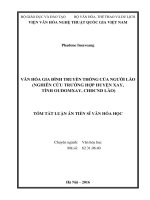 Văn hóa gia đình truyền thống của người lào (nghiên cứu trường hợp huyện xay, tỉnh oudomxay, CHDCND lào) TT 