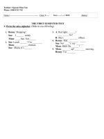 Đề kiểm tra Tiếng Anh lớp 2 HK1