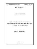Nghiên cứu kết quả điều trị ngoại khoa ung thư đại tràng trên bệnh nhân thiếu máu và một số yếu tố tiên lượng