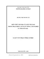 Kiến thức bản địa của dân tộc dao trong hoạt động sản xuất nông, lâm nghiệp ở tỉnh yên bái 