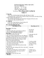 Kế hoạch bài dạy tiếng việt lớp 4 phân môn  chính tả tuần 11 đến 16 