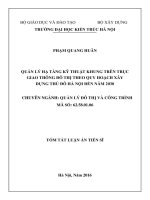 QUẢN LÝ HẠ TẦNG KỸ THUẬT KHUNG TRÊN TRỤC GIAO THÔNG ĐÔ THỊ THEO QUY HOẠCH XÂY DỰNG THỦ ĐÔ HÀ NỘI ĐẾN NĂM 2030