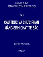 CẤU TRÚC VÀ CHỨC PHẬN MÀNG SINH CHẤT TẾ BÀO HỌC VIỆN QUÂN Y  BỘ MÔN SINH HỌC VÀ DI TRUYỀN Y HỌC