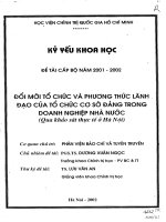 Đổi mới tổ chức và phương thức lãnh đạo của các tổ chức cơ sở đảng trong các doanh nghiệp nhà nước (qua khảo sát địa bàn hà nội) 