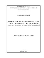 Mô hình giáo dục sức khỏe sinh sản cho trẻ vị thành niên của hội phụ nữ cơ sở ( nghiên cứu trường hợp tại xã hòa hậu, lý nhân, hà nam) 
