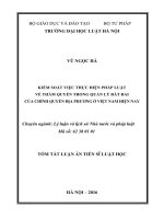 Kiểm soát việc thực hiện pháp luật về thẩm quyền trong quản lý đất đai của chính quyền địa phương ở việt nam hiện nay (TT) 