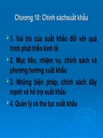 Bài giảng chính sách thương mại quốc tế chương 10  chính sách xuất khẩu 