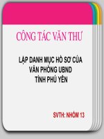 Lập danh mục hồ sơ cho UBND tỉnh phú yên