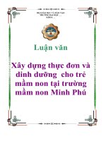 Xây dựng thực đơn và dinh dưỡng cho trẻ mầm non tại trường mầm non Minh Phú