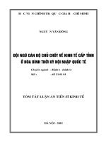 Đội ngũ cán bộ chủ chốt về kinh tế cấp tỉnh ở Hoà Bình thời kỳ hội nhập quốc tế