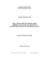 Thực trạng một số chứng bệnh thường gặp và yếu tố liên quan ở công nhân công ty may Thái Nguyên