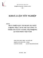 Hoàn thiện quy trình đảm bảo chất lượng nước đóng bình tại công ty TNHH sản xuất và đầu tư thương mại toàn phát việt nam 