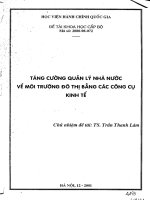 Tăng cường quản lý nhà nước về môi trường đô thị bằng các công cụ kinh tế 