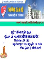 Bài giảng môn khoa học hành chính hệ THỐNG văn bản QUẢN lý HÀNH CHÍNH NHÀ nước 