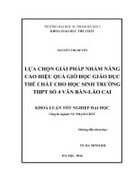 Lựa chọn giải pháp nhằm nâng cao hiệu quả giờ học giáo dục thể chất cho học sinh trường THPT số 4 văn bàn   lào cai 