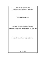 Luận án tiến sĩ giáo dục Dạy học đọc hiểu kịch bản văn học ở trường Trung Học theo đặc trưng loại thể