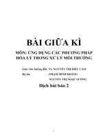 XỬ lý sơ bộ nước rỉ rác BẰNG PHƯƠNG PHÁP KEO tụ   tạo BÔNG CHO QUÁ TRÌNH NITRAT hóa 