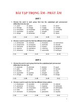 BÀI TẬP TRỌNG ÂM PHÁT ÂM KÈM ĐÁP ÁN