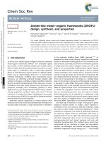 Zeolite like metal–organic frameworks (ZMOFs) 